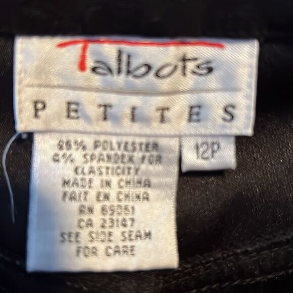 Talbots petites black flat front tapered pants size 12 petite - Picture 6 of 8